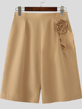 Men's Solid Color 3D Floral Patchwork Casual Short SKUL50068