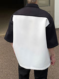 Mens Contrast Patchwork Drawcord Pocket Shirt SKUK15844