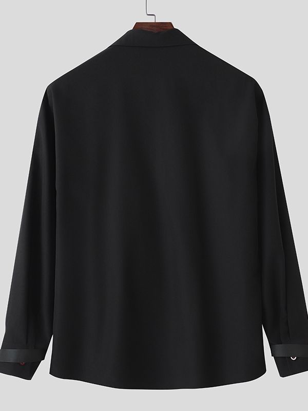 Men's Stripe Contrast Color Long Sleeve Shirt SKUL43708