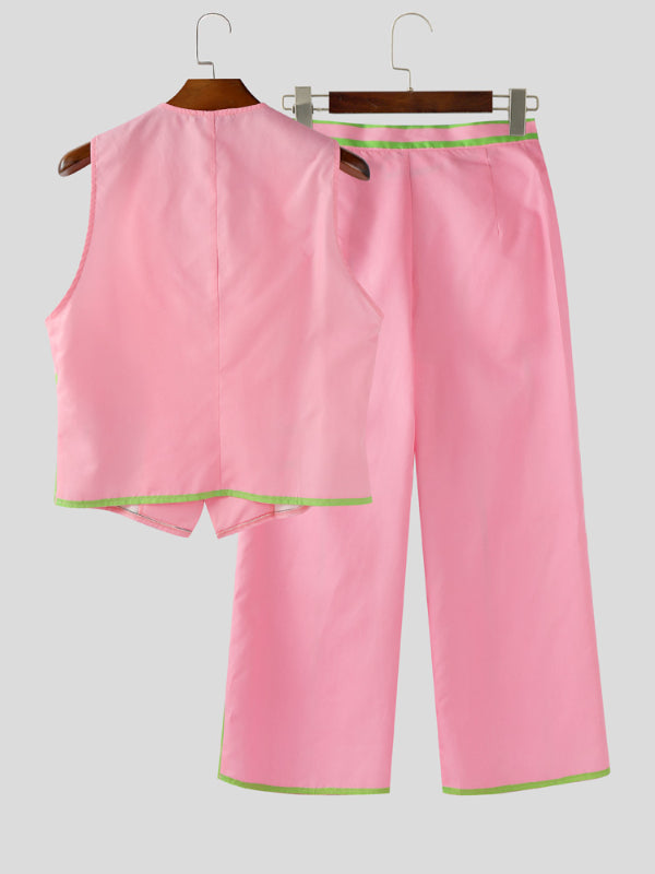 Mens Bold Stripe Colorblock Two Pieces Outfit SKUL23562