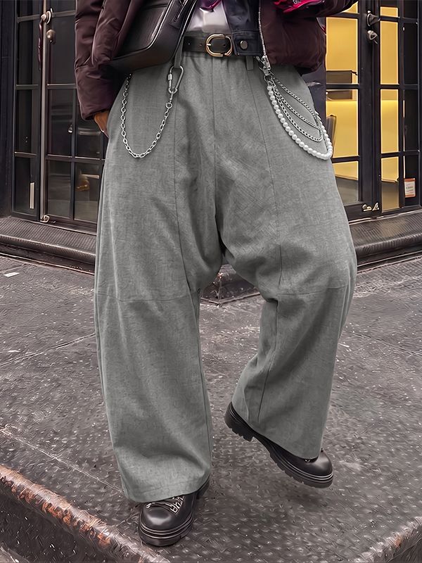 Men's Early Autumn Urban Casual Metal Chain Accent Baggy Wide Leg Long Pant SKUL73715