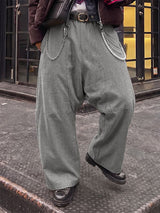 Men's Early Autumn Urban Casual Metal Chain Accent Baggy Wide Leg Long Pant SKUL73715