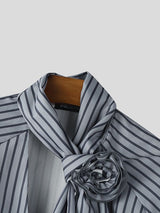 Men's Floral Twist Striped Long Sleeve Shirt SKUL47647