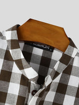 Men's Vintage Casual Gingham Plaid Two Pieces Outfit SKUL79539