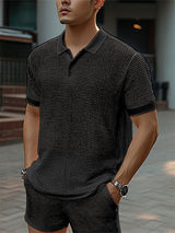 Mens Hollow Mesh Short-Sleeve Two Pieces Outfit SKUL04244