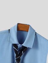 Men's Solid Color Drawstring Tie Cropped Sleeveless Shirt SKUL37675