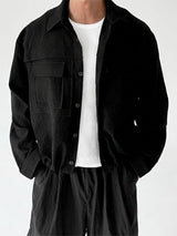 Men's Solid Color Textured Long Sleeve Shirt SKUL31742