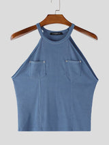 Men's Vintage Ribbed Slim Fit Cropped Utility Tank SKUL55360