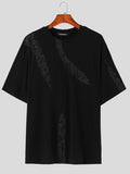 Mens Texture Patchwork Loose Short Sleeve T-Shirt SKUK15877