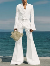 Men's Solid Color Flared Sleeve Two Pieces Outfit SKUL24595