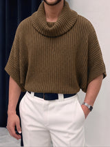 [Pre-order] Men's Clean-Fit Minimalist Coffee Lounge Ribbed Knit Drop Shoulder Sweater SKUL86869