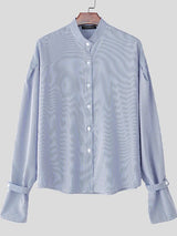 Men's Deconstructed Striped Long Sleeve Shirt SKUL35267