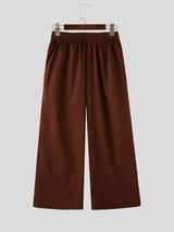 Men's High-End Urban Casual Deep Front Pleat Built-in Belt Wide Leg Pant SKUL78963