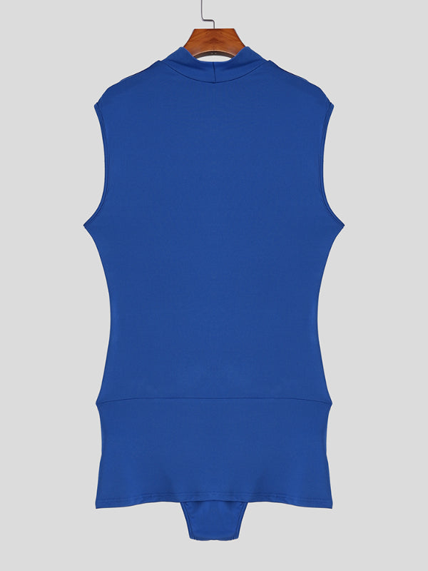 Men's Solid Color Cutout Slim Fit Bodysuit SKUL18647