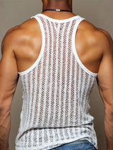 Mens 3D Floral Sheer Mesh Tank SKUL15615