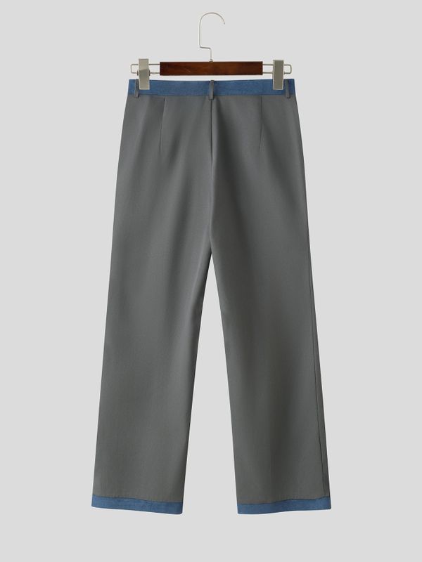 Men's Avant-Garde Victorian Double-Breasted High-Waist Contrast Tailored Pant SKUL77991