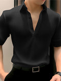 Mens Solid Textured Casual Short Sleeve Shirt SKUK51182