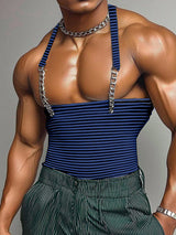 Mens Metal Bar Spliced Striped Tank SKUK92819