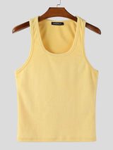 Men's Solid Color Plush Casual Tank SKUL42466