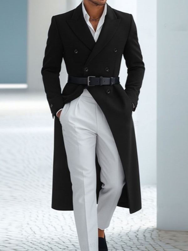 Men's Solid Color Waist-Defined Casual Coat SKUL28389