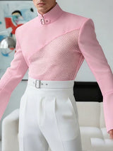 Men's Sheer Mesh Zipper Flared Sleeve T-shirt SKUL50073