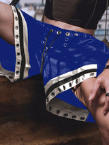 Men's Solid Color Metal Eyelet Casual Shorts SKUL15176