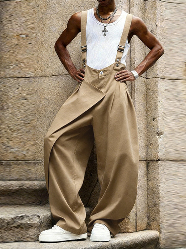 Men's Solid Color Deconstructed Metal Decor Jumpsuit SKUL51832