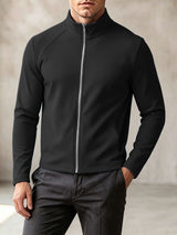 Men's Solid Color Zip Long Sleeve T-Shirt SKUL42367