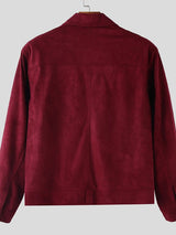 Men's Faux Suede Loose Cropped Long Sleeve Jacket SKUL33858