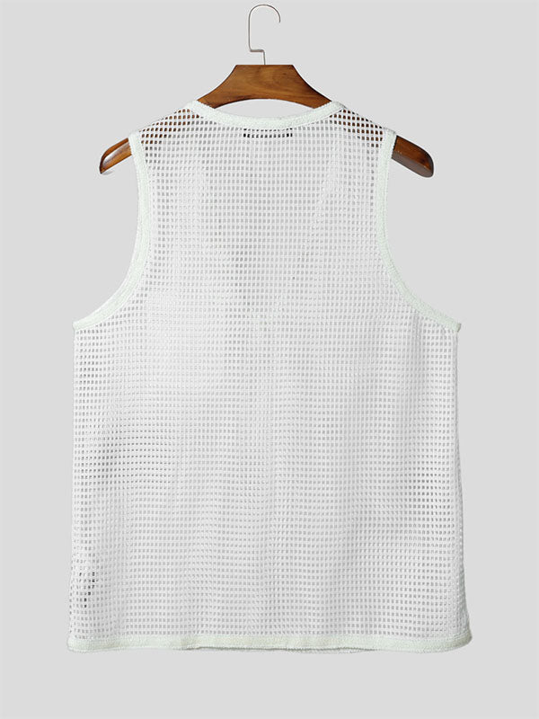 Mens Sheer Mesh Hollow-Out Casual Tank SKUL18802