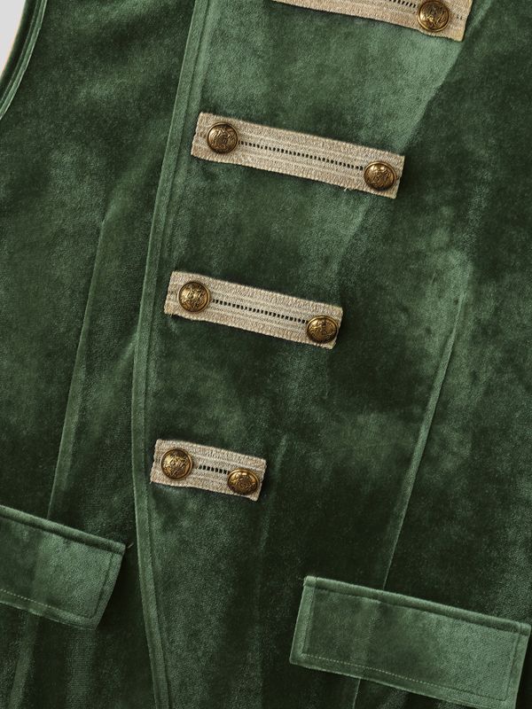 Men's Retro Aristocratic Velvet Military Hussar Waistcoat SKUL75539