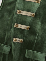 Men's Retro Aristocratic Velvet Military Hussar Waistcoat SKUL75539