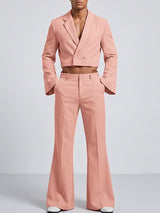 Men's Solid Color Flared Sleeve Two Pieces Outfit SKUL24595