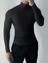 Men's Slim Fit Base Layer High Neck Long Sleeve T-Shirt SKUL35287