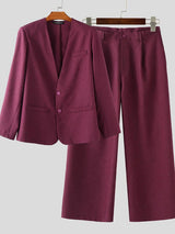 Men's Solid Casual Blazer Two Pieces Outfit SKUL34974