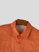 Men's Casual Distressed Grid Texture Flap Pocket Shirt SKUL63130