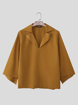 Men's Avant-Garde Deep V-Neck Dramatic Bell Sleeves Shirt SKUL51934