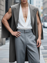 Men's Striped Split Long Sleeve Blazer SKUL22243