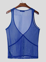 Mens Sheer Mesh Deep V-Neck Tank SKUL16746