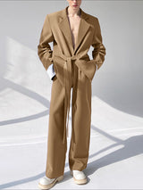 Men's Solid Color Casual Lace-Up Two Pieces Outfit SKUL30288