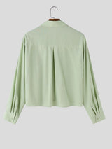 Men's Romantic Avant-Garde Floral Embroidered Boxy Cropped Long Sleeve Shirt SKUL78989