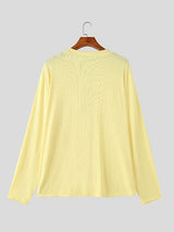 Men's Solid Color Textured Long Sleeve Cardigan SKUL47671