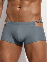Men's Sexy Avant-Garde Beach Pool Metal O-Ring Hollow Side Low-Rise Swim Trunk SKUL83108