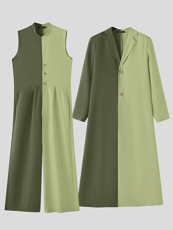 Men's Contrast Color Jumpsuit Two Piece Outfit SKUL48708