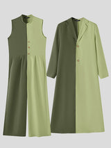 Men's Contrast Color Jumpsuit Two Piece Outfit SKUL48708