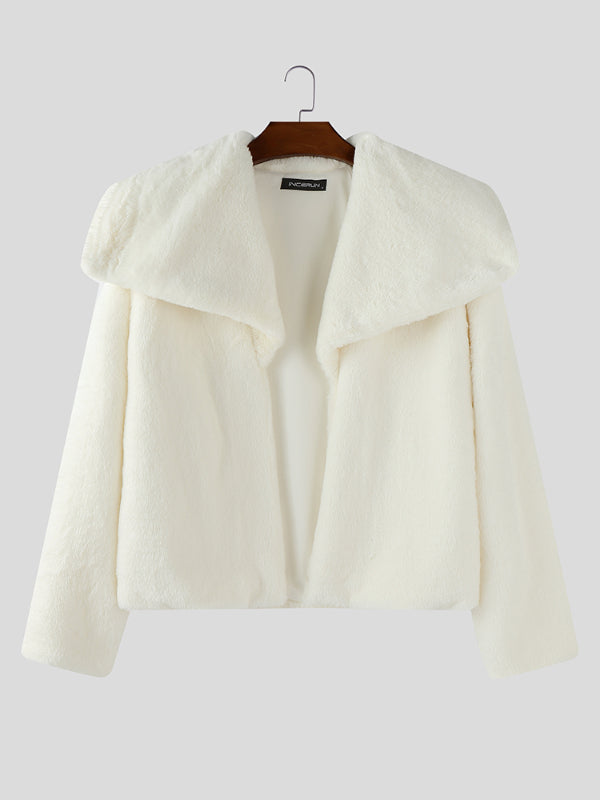 Men's Plush Large Collar Long Sleeve Jacket SKUL27329