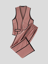 Men's Bold Stripe Colorblock Casual Two Pieces Outfit SKUL24960