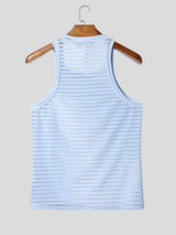 Men's Bodybuilding Display Sheer Striped Fit Tank SKUL71422