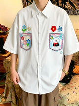 Men's Japanese Harajuku Style Playful Cartoon Print Short Sleeve Shirt SKUL69090