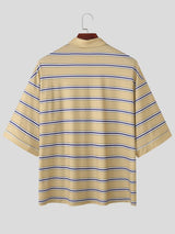 Men's Striped Knit Loose Lapel Shirt SKUL54418